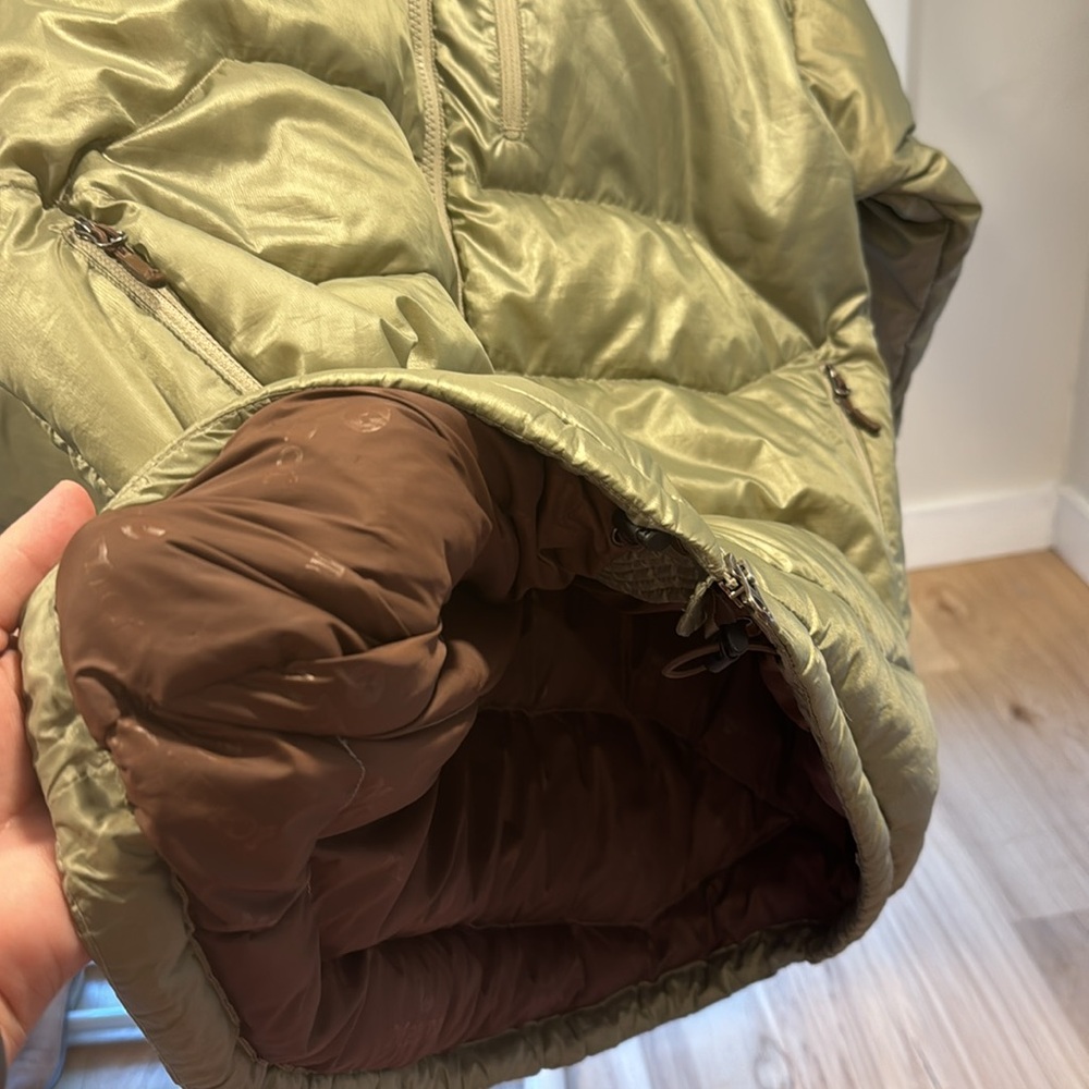 Marmot Guides Down Hoodie Puffer Snowboarding Jacket Large in Green/tan - Picture 4 of 6